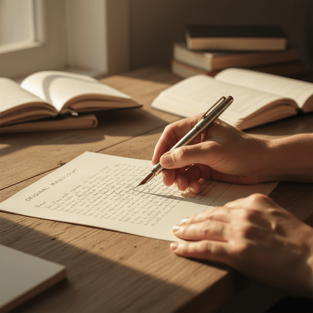 Printed document with pen on desk